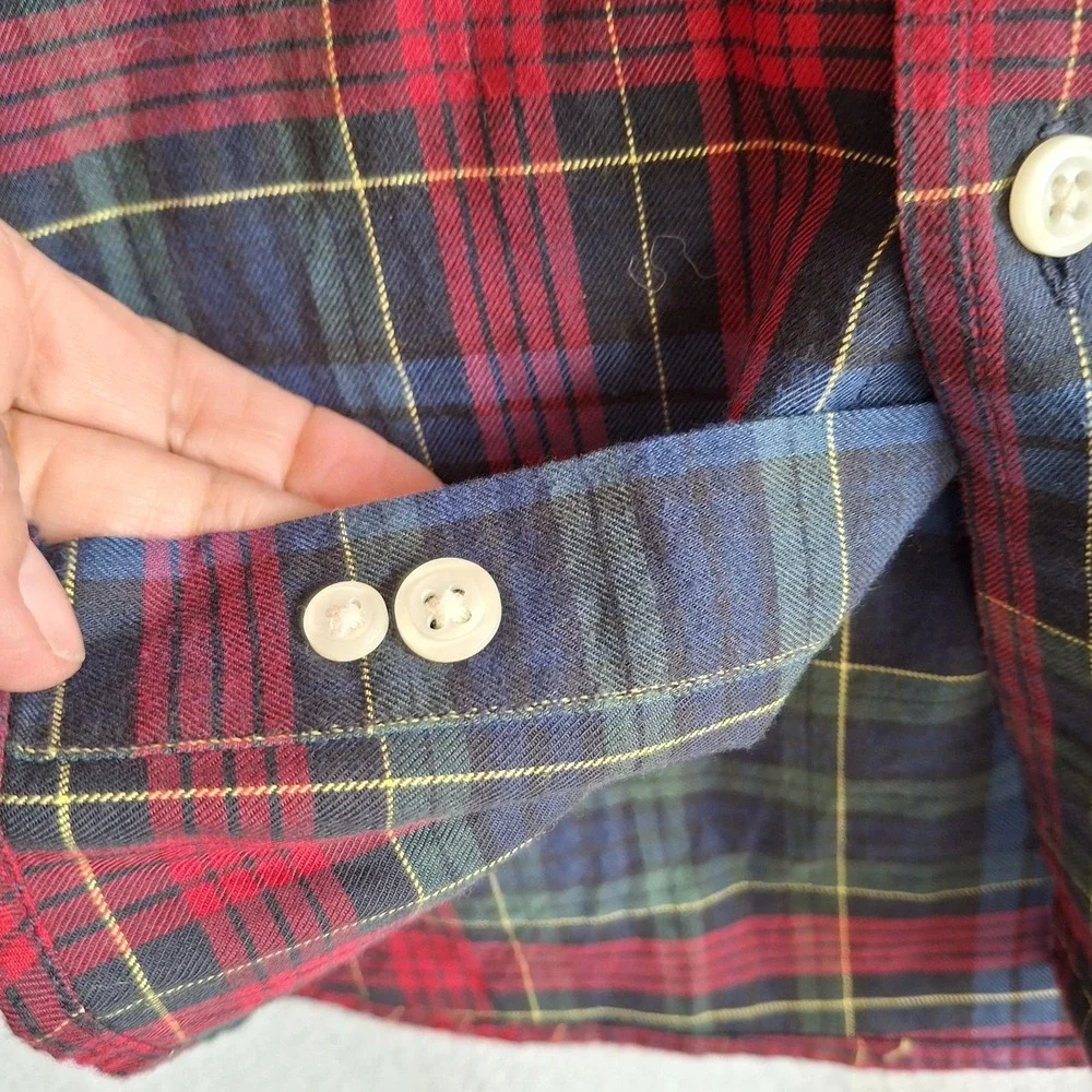 Ralph Lauren Junior's‎ Shirt Blue Red Plaid Button Down Large (14-16) Tartan